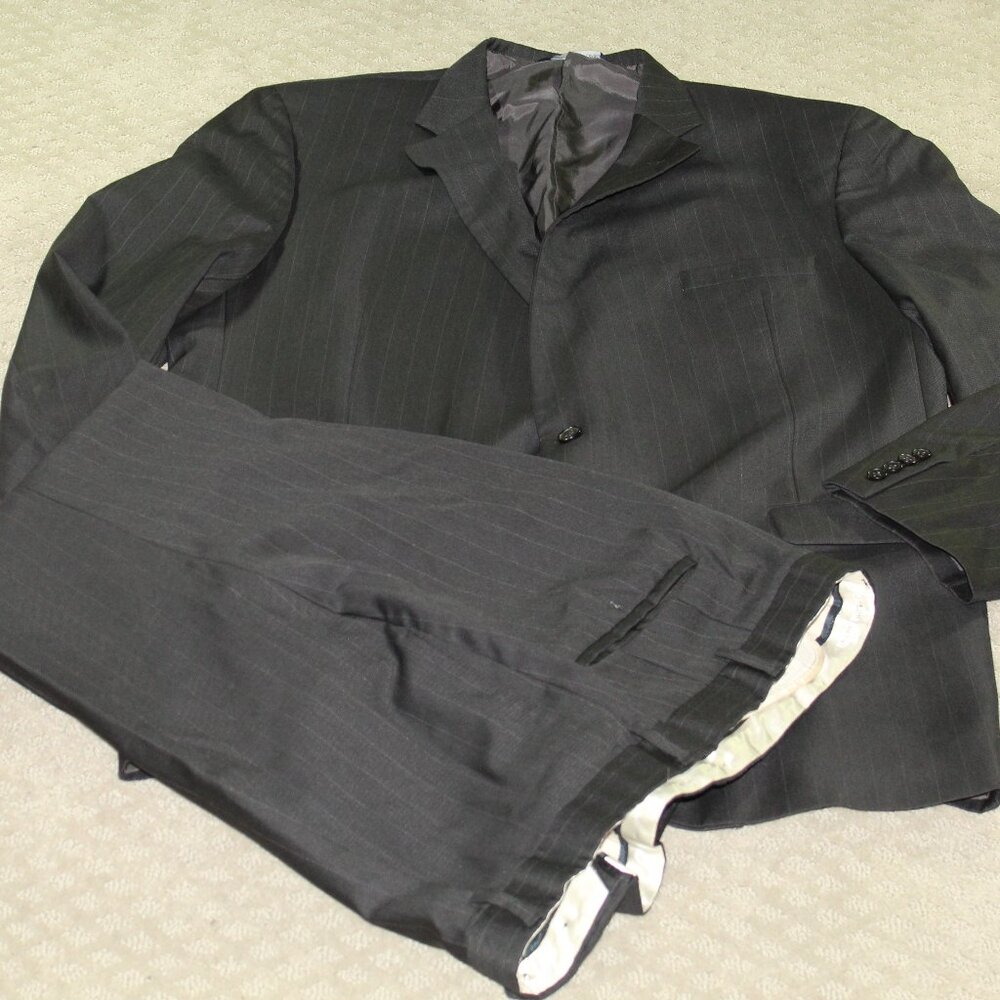 Coppley Tailored Suit Mens 51 W43XT Gray Pinstriped 100 Wool Casual Business